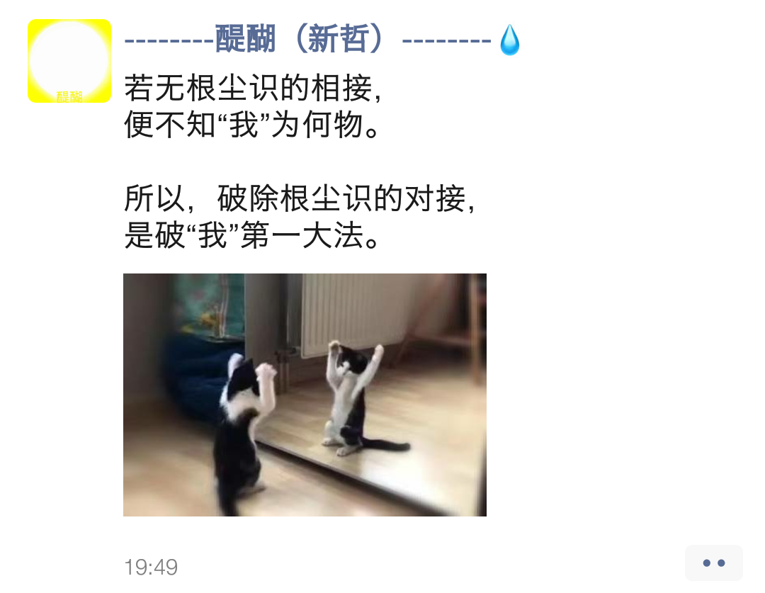 若无根尘识的相接，便不知“我”为何物