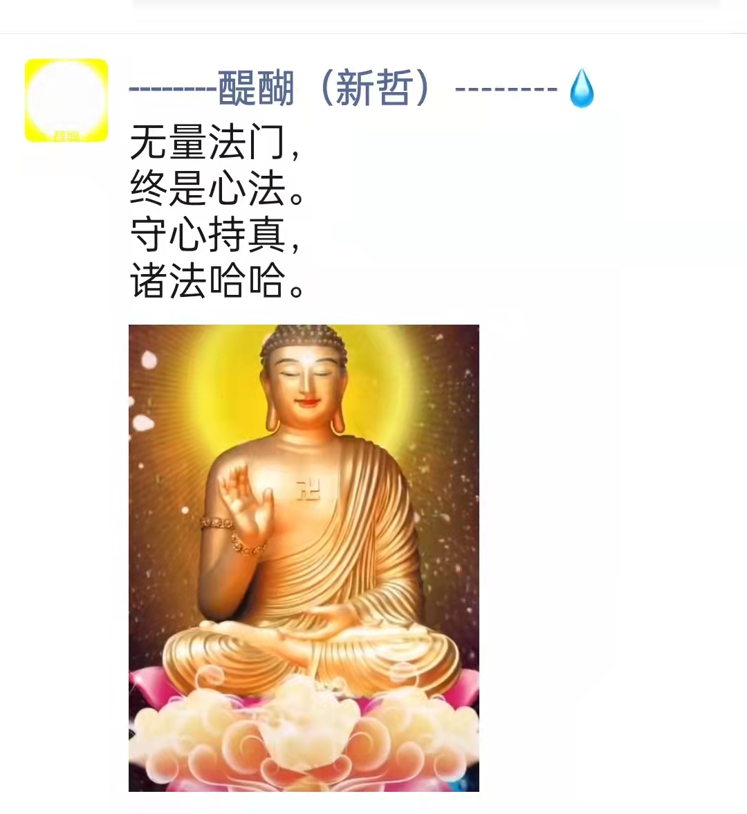 无量法门， 终是心法。 守心持真， 诸法哈哈。