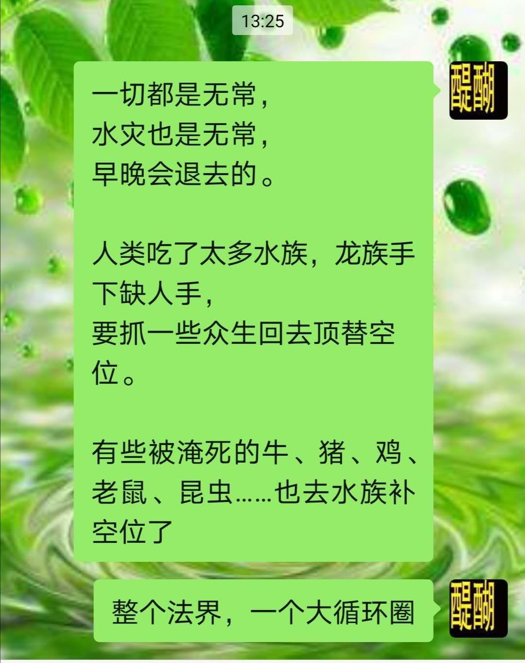 一切都是无常，  水灾也是无常，  早晚会退去的