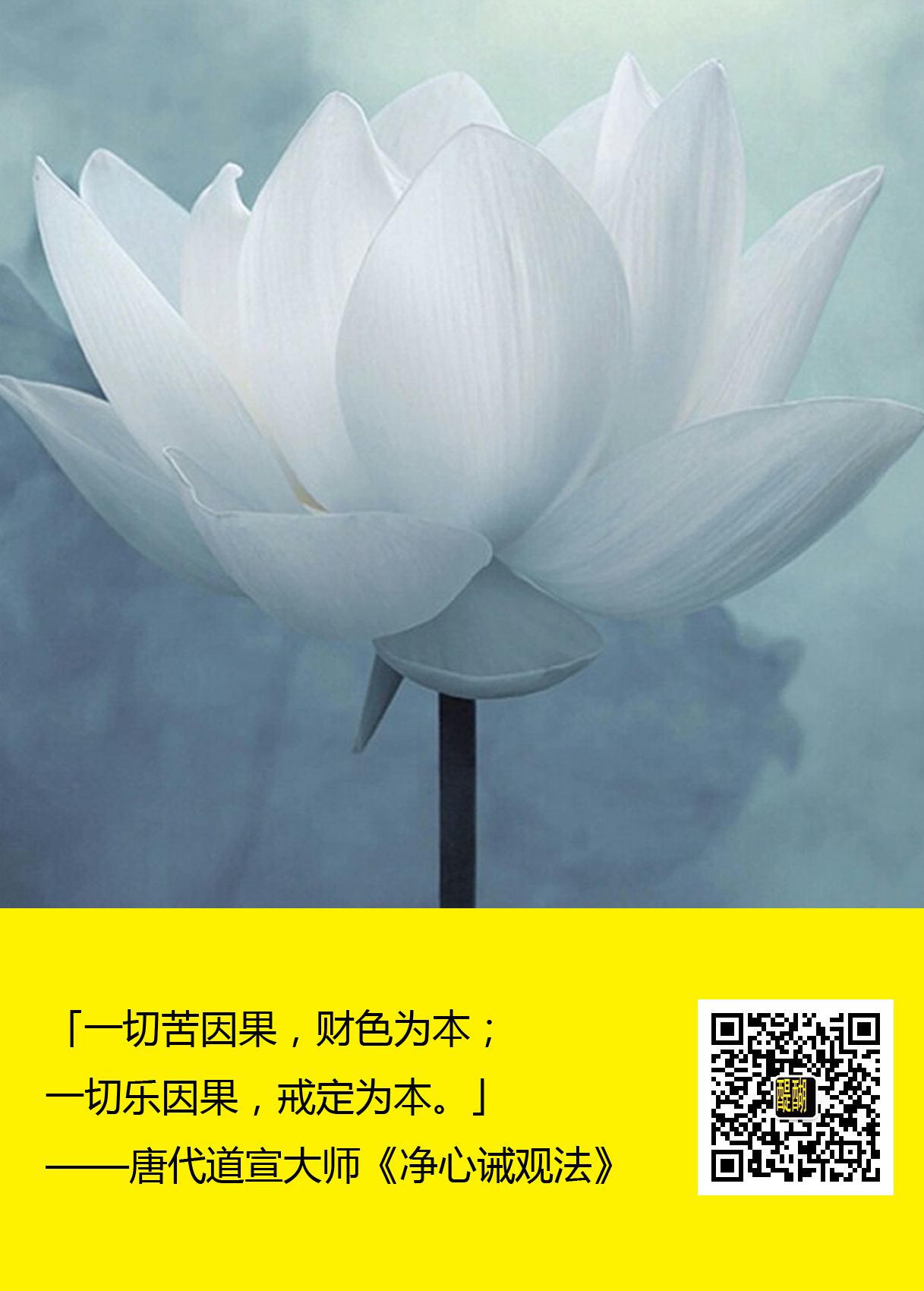 「一切苦因果，财色为本；一切乐因果，戒定为本。」---唐代道宣大师《净心诫观法》