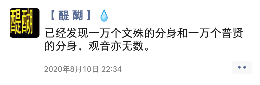 已经发现一万个文殊的分身和一万个普贤的分身，观音亦无数。