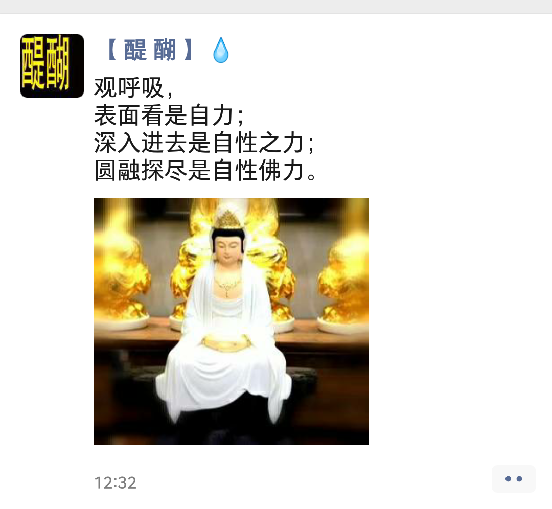 观呼吸， 表面看是自力； 深入进去是自性之力； 圆融探尽是自性佛力。