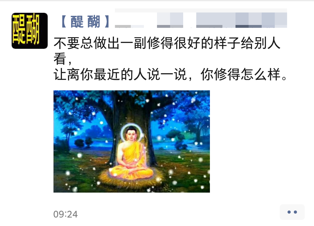 不要总做出一副修得很好的样子给别人看， 让离你最近的人说一说，你修得怎么样。