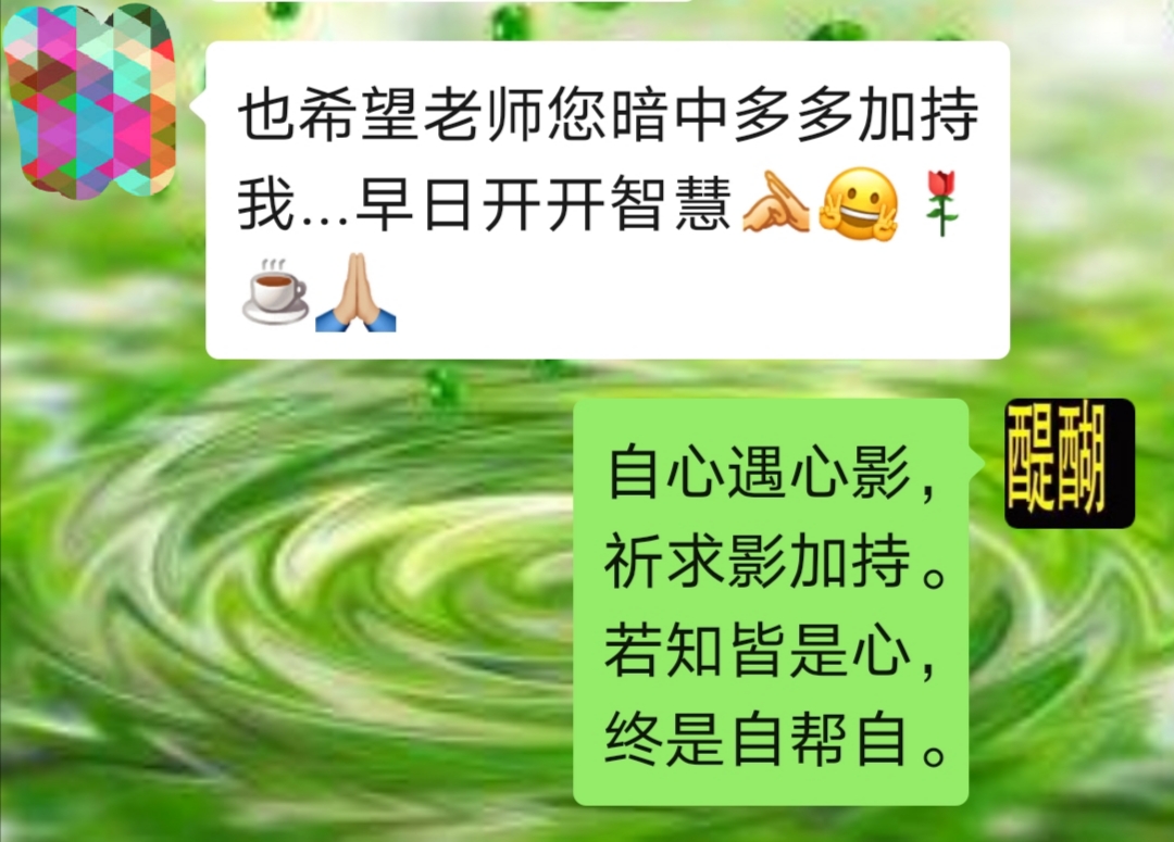 自心遇心影，祈求影加持，若知皆是心，终是自帮自