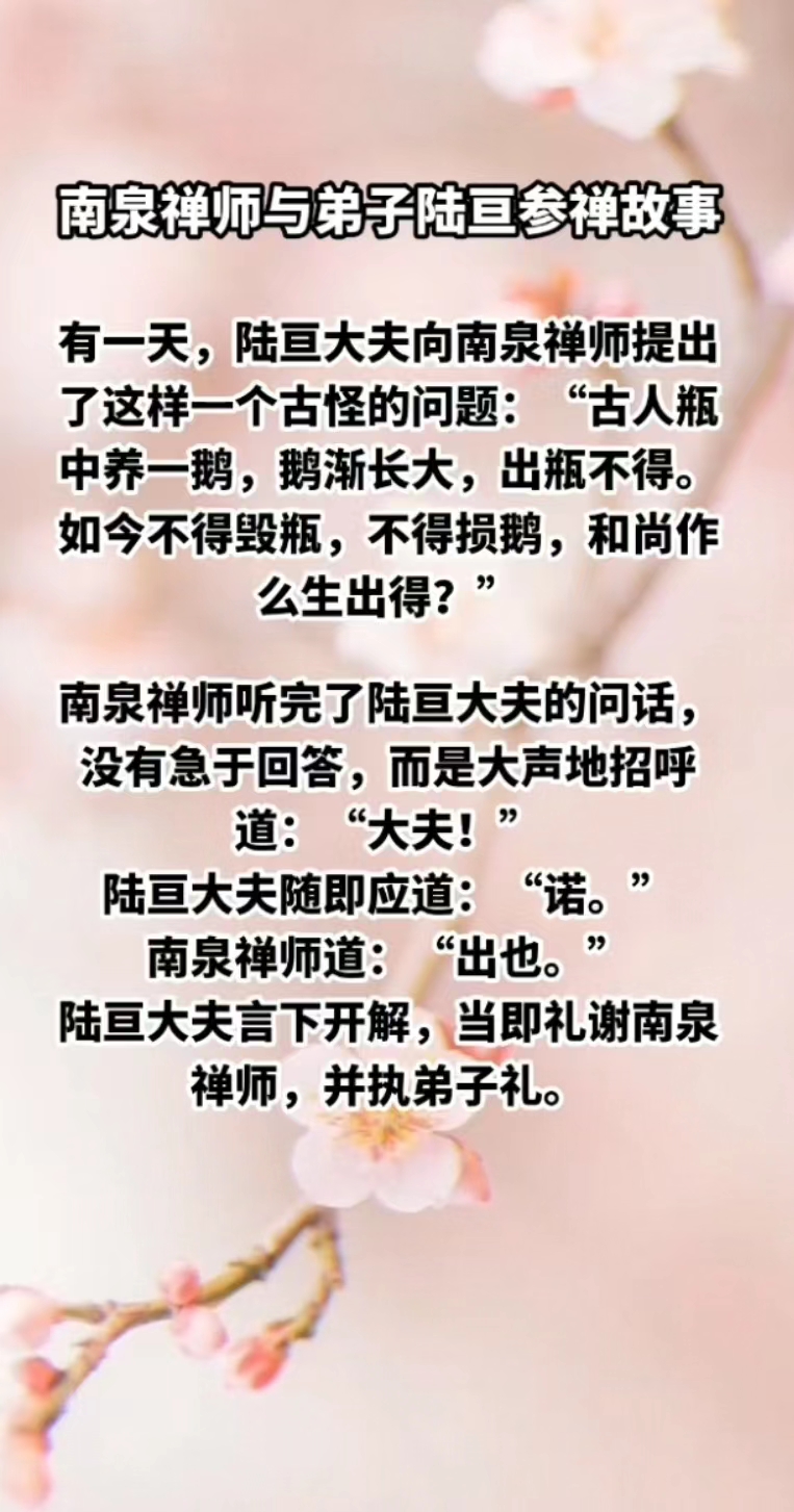南泉禅师与弟子陆亘参禅故事